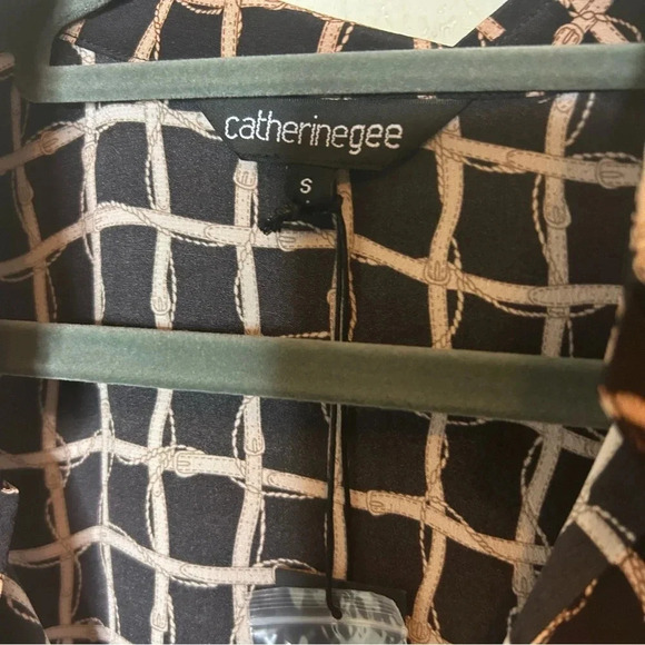 NWT Catherine Gee Equestrian Print Silk Blouse Size Small - Picture 7 of 9